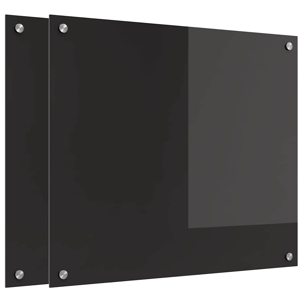 VidaXL pared trasera de cocina 2 piezas negro 70 x 60 cm vidrio templado