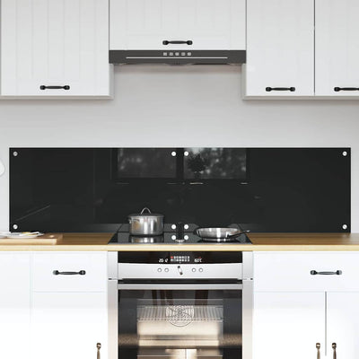 Vidaxl keuken achterwand 2 pcs zwart 80 x 40 cm gehard glas