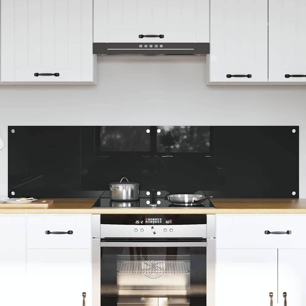 Vidaxl keuken achterwand 2 pcs zwart 80 x 40 cm gehard glas