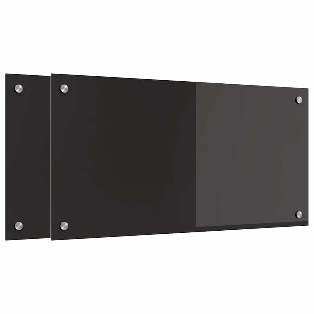 Vidaxl keuken achterwand 2 pcs zwart 80 x 40 cm gehard glas
