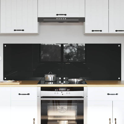 Vidaxl keuken achterwand 2 pcs zwart 80 x 50 cm gehard glas