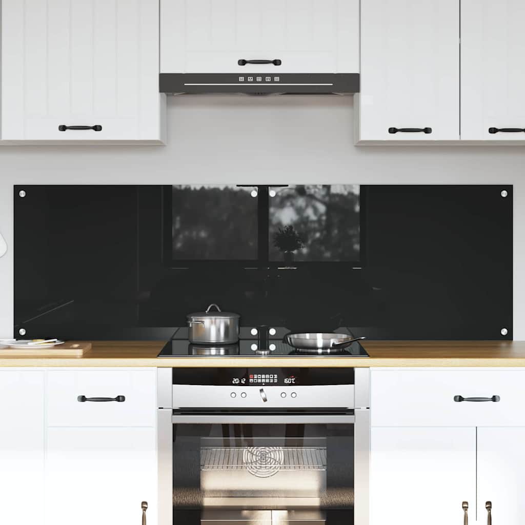 Vidaxl keuken achterwand 2 pcs zwart 80 x 50 cm gehard glas