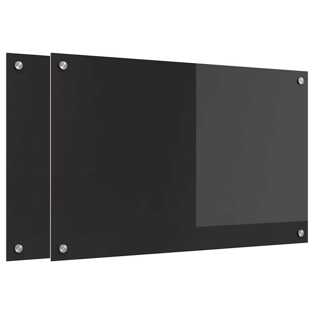 Vidaxl keuken achterwand 2 pcs zwart 80 x 50 cm gehard glas