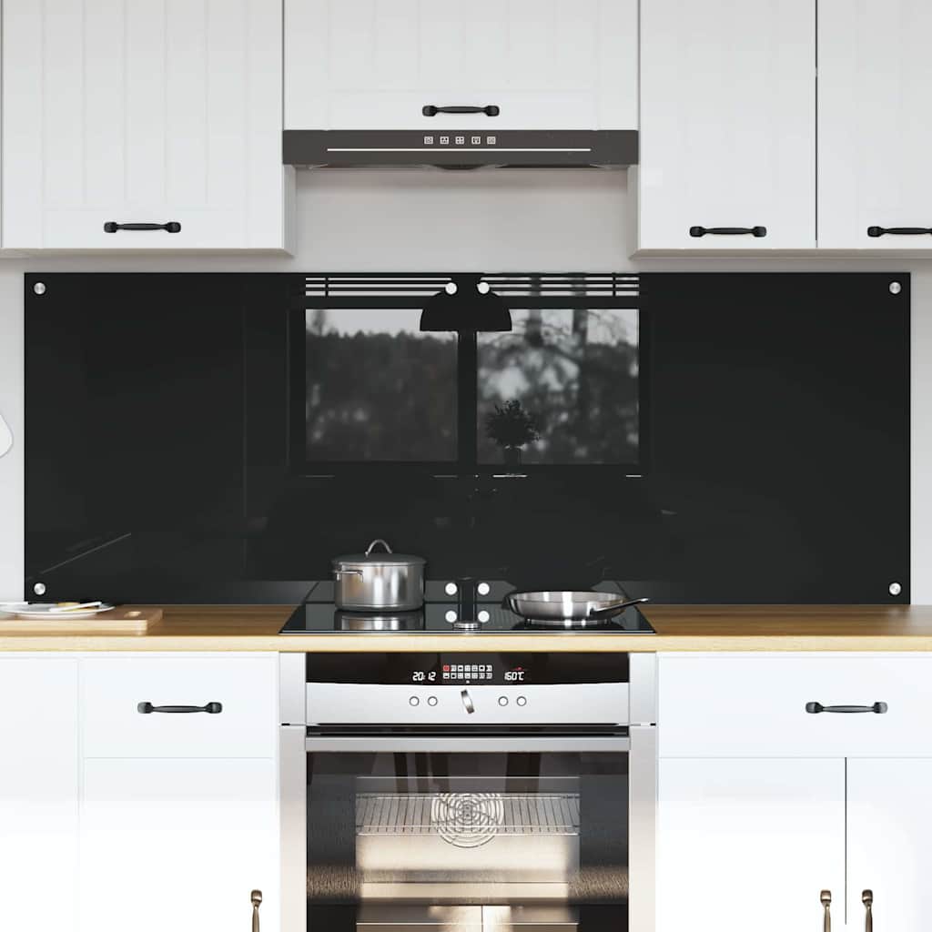 Vidaxl keuken achterwand 2 pcs zwart 80 x 60 cm gehard glas