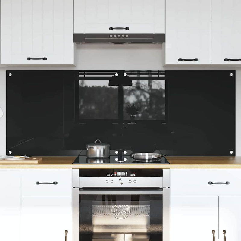 VidaXL pared trasera de cocina 2 piezas negro 80 x 60 cm vidrio templado