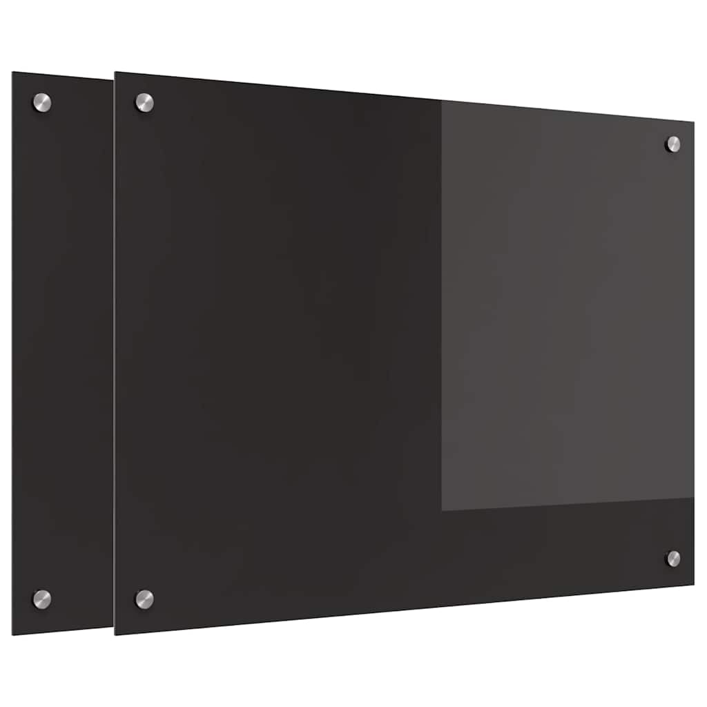 Vidaxl keuken achterwand 2 pcs zwart 80 x 60 cm gehard glas