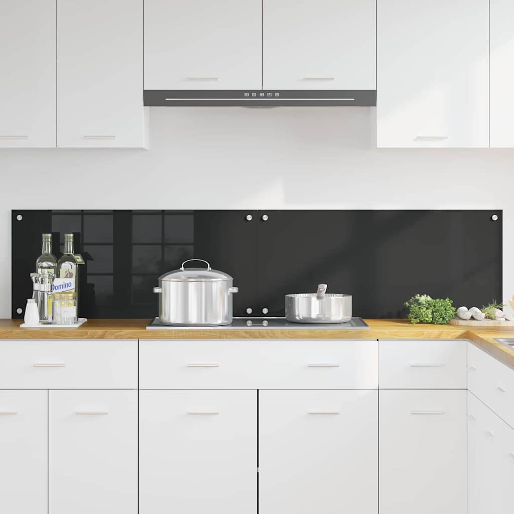 Vidaxl keuken achterwand 2 pcs zwart 90 x 40 cm gehard glas