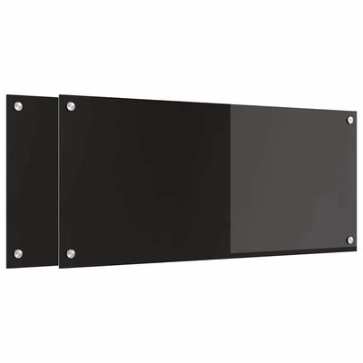 Vidaxl keuken achterwand 2 pcs zwart 90 x 40 cm gehard glas