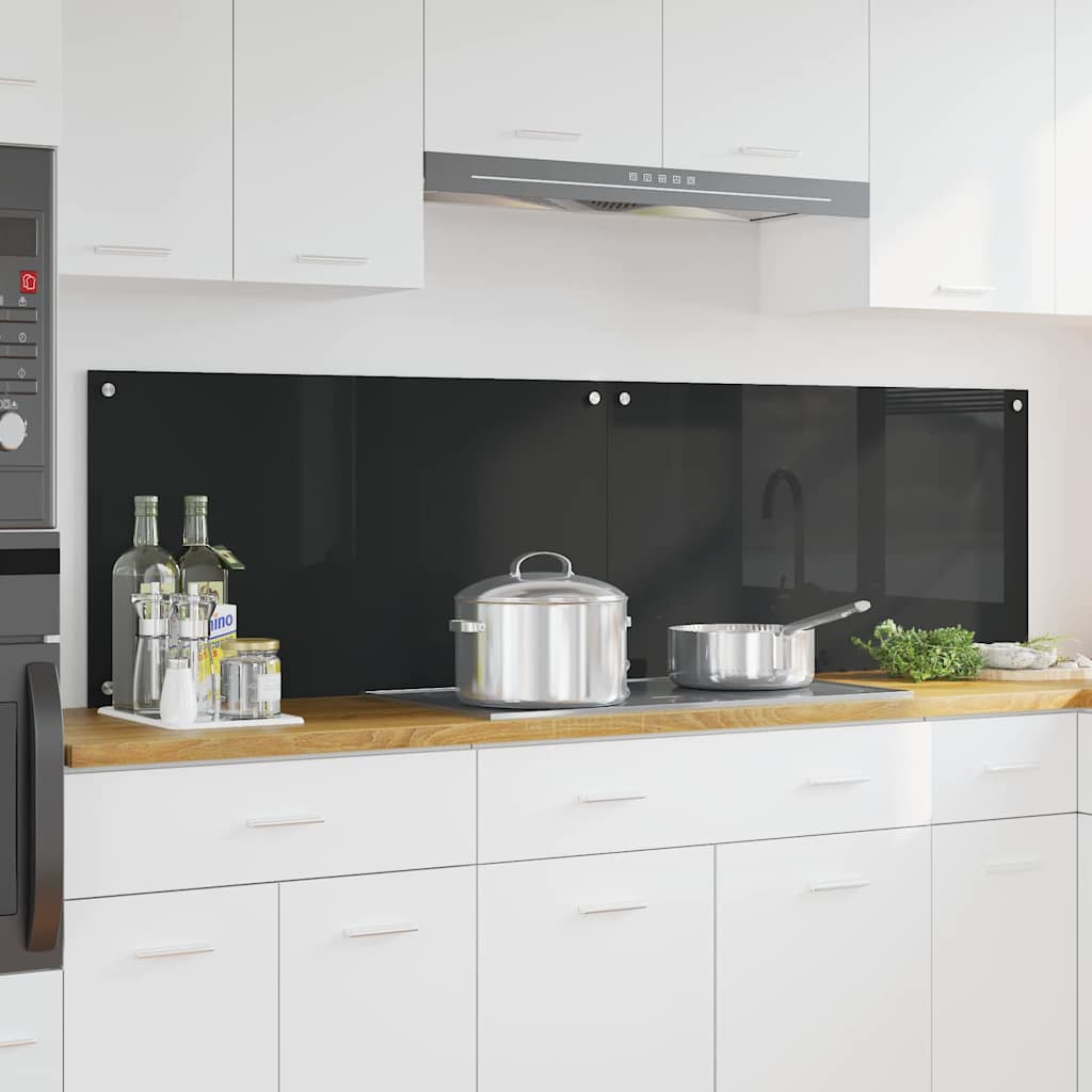 Vidaxl keuken achterwand 2 pcs zwart 90 x 50 cm gehard glas