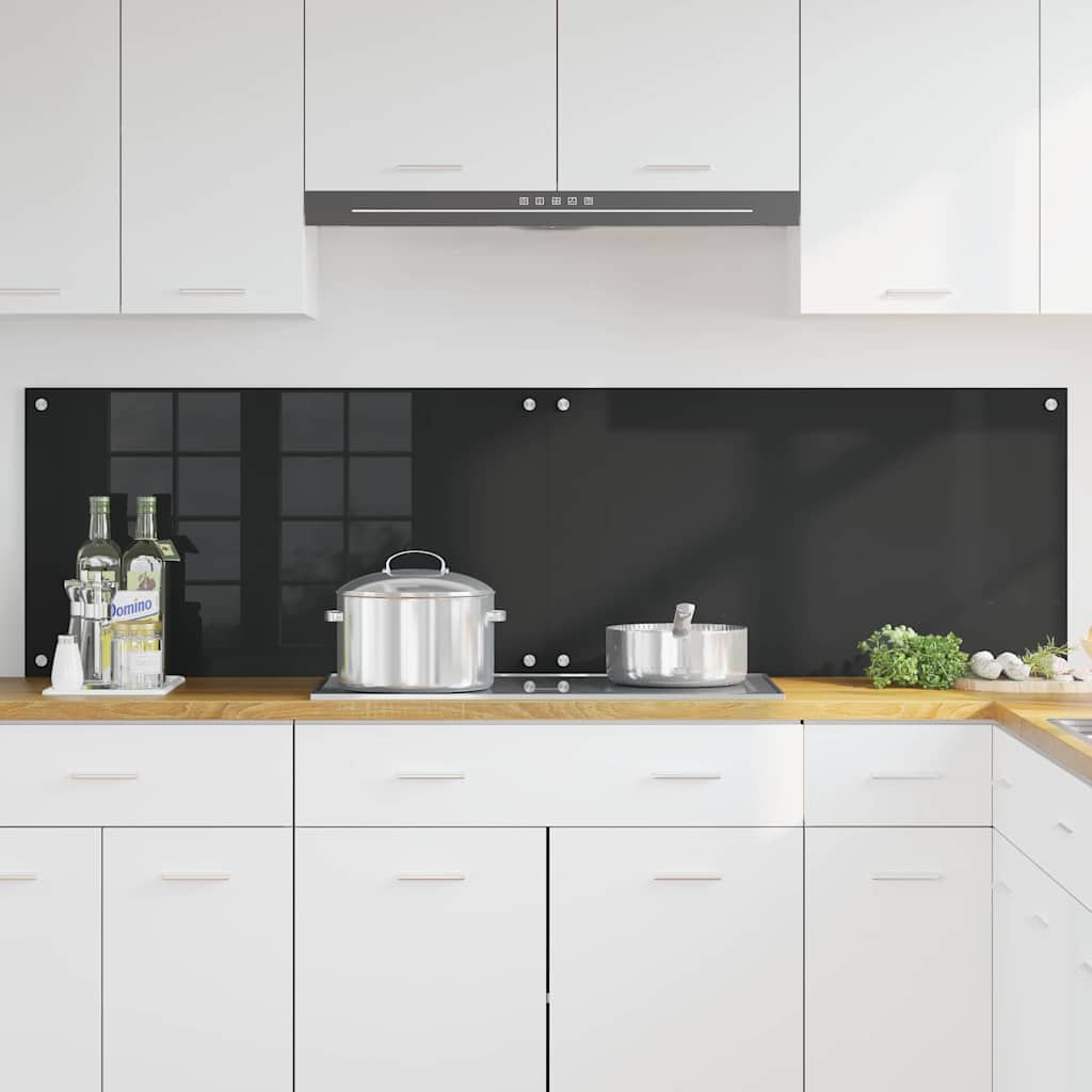 Vidaxl keuken achterwand 2 pcs zwart 90 x 50 cm gehard glas