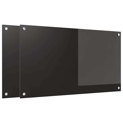 Vidaxl keuken achterwand 2 pcs zwart 90 x 50 cm gehard glas