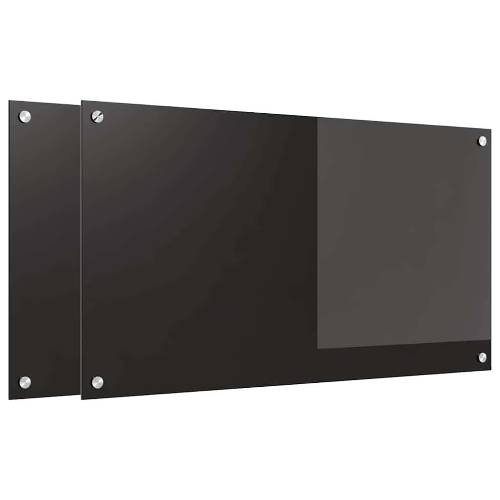 Vidaxl keuken achterwand 2 pcs zwart 90 x 50 cm gehard glas