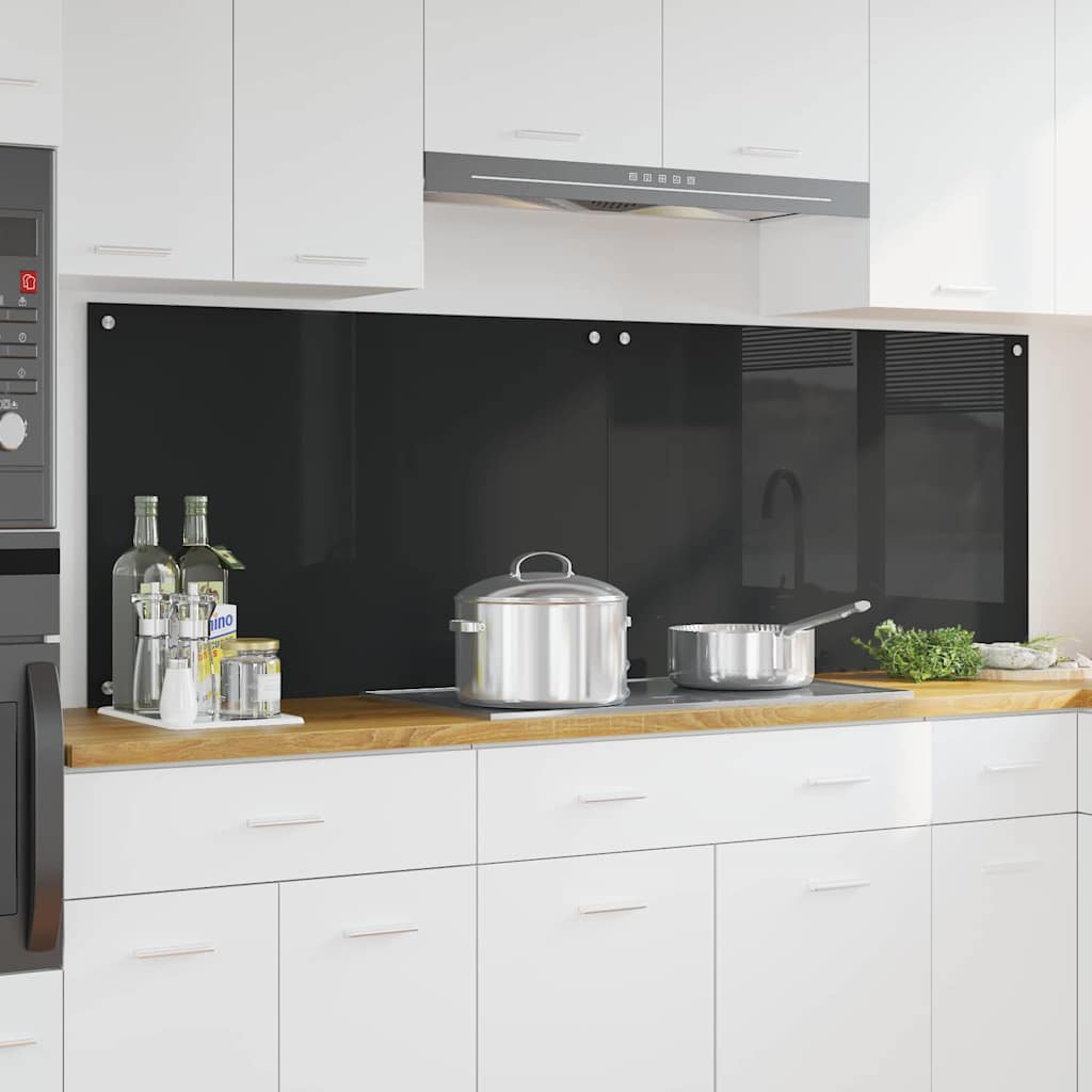 Vidaxl keuken achterwand 2 pcs zwart 90 x 60 cm gehard glas