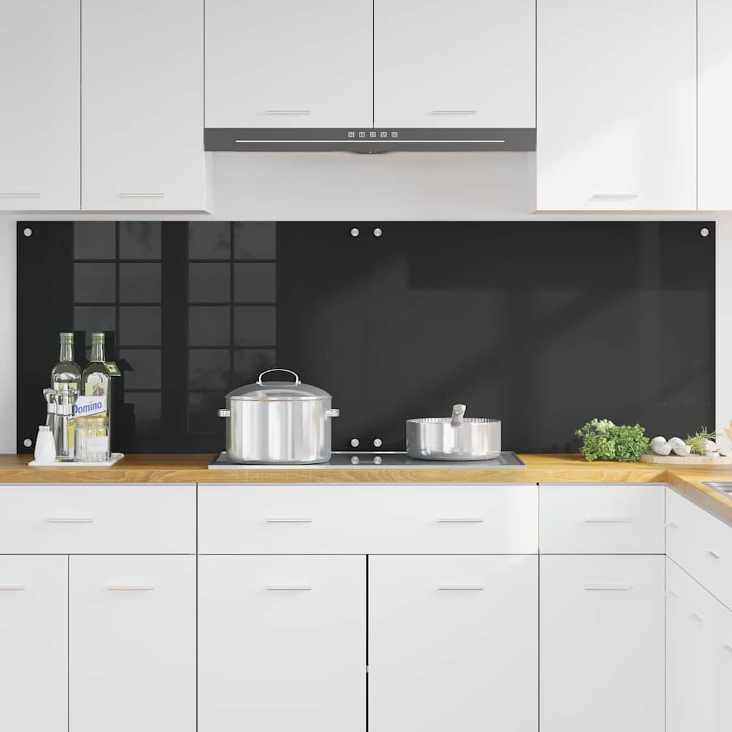 Vidaxl keuken achterwand 2 pcs zwart 90 x 60 cm gehard glas
