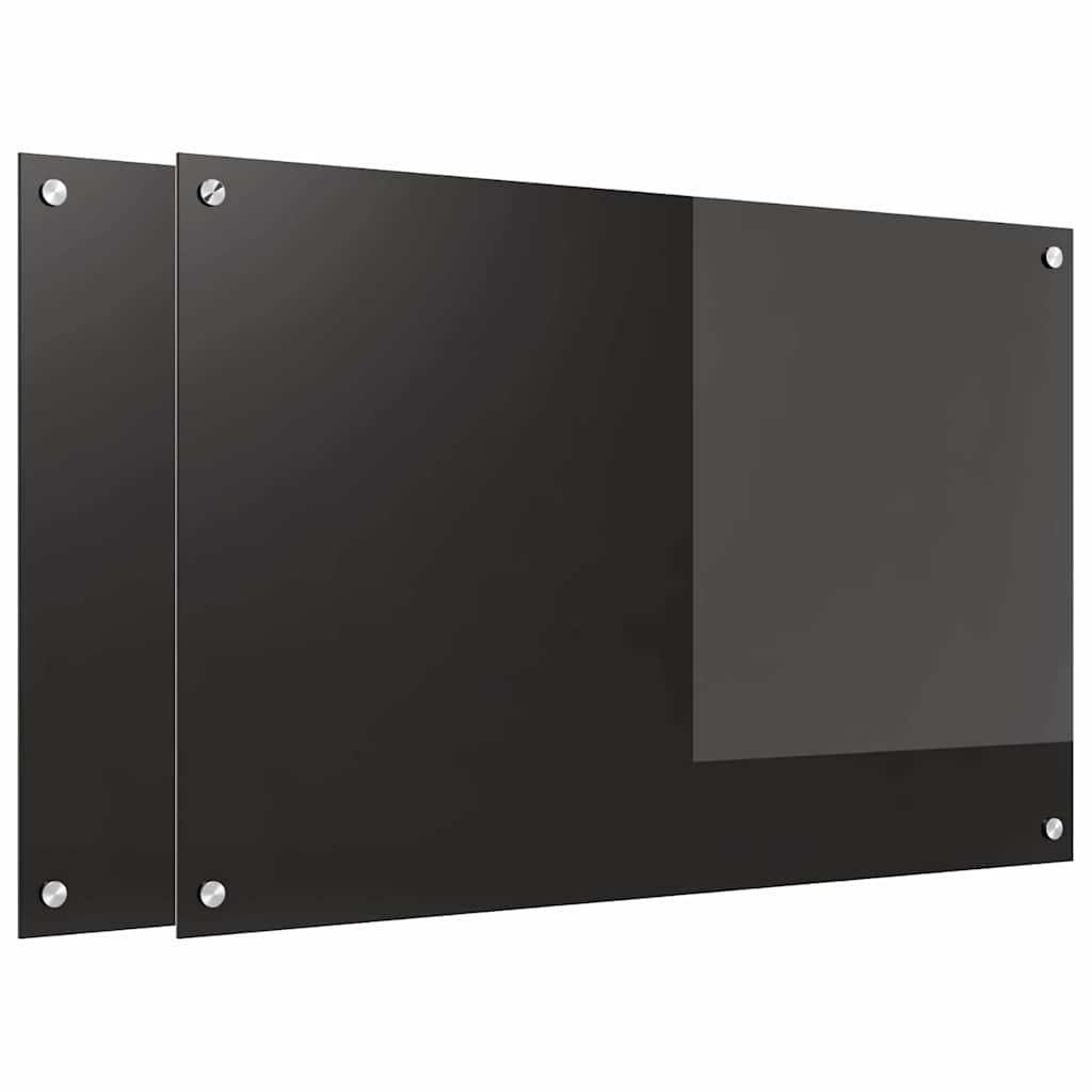 Vidaxl keuken achterwand 2 pcs zwart 90 x 60 cm gehard glas