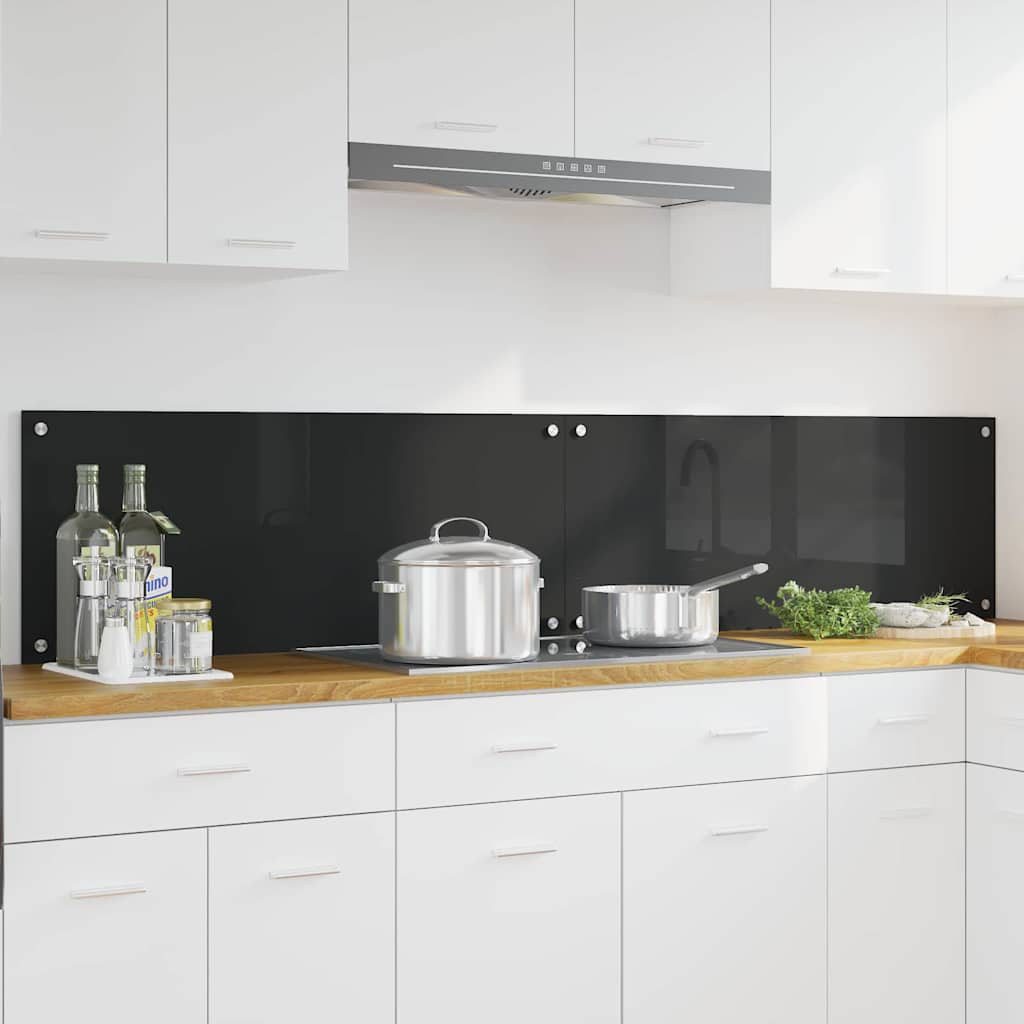 VidaXL pared trasera de cocina 2 piezas negro 100 x 40 cm vidrio templado