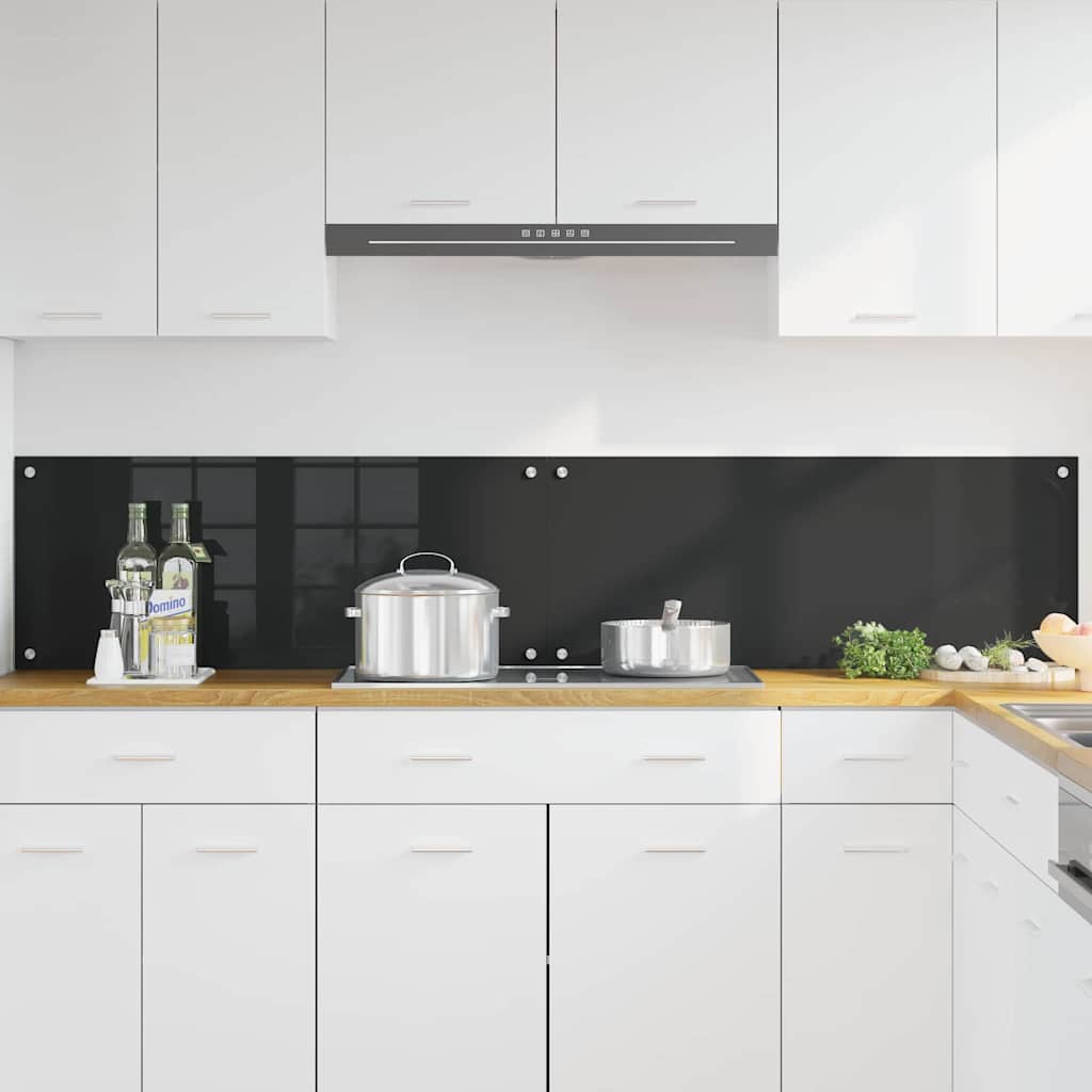 VidaXL pared trasera de cocina 2 piezas negro 100 x 40 cm vidrio templado