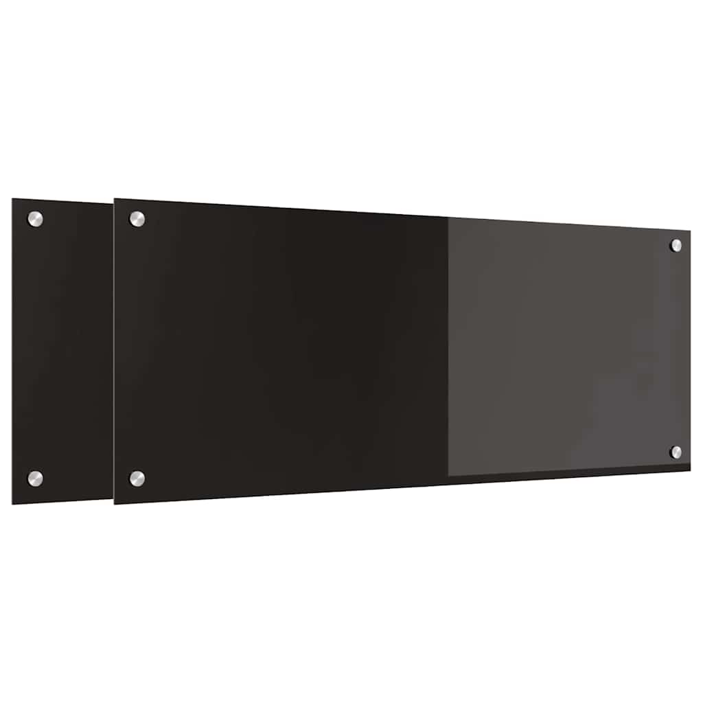 VidaXL pared trasera de cocina 2 piezas negro 100 x 40 cm vidrio templado