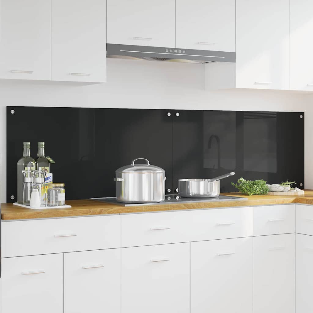 Vidaxl keuken achterwand 2 pcs zwart 100 x 50 cm gehard glas