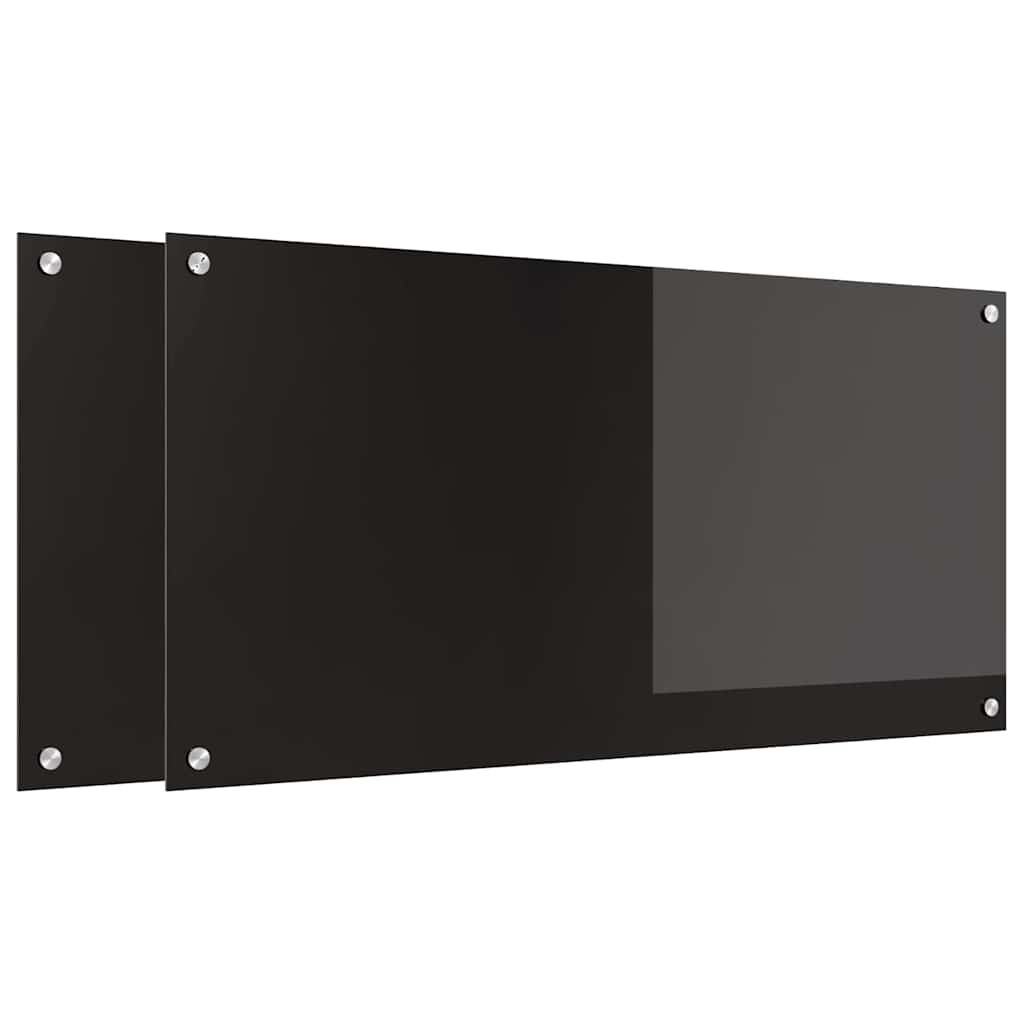 Vidaxl keuken achterwand 2 pcs zwart 100 x 50 cm gehard glas