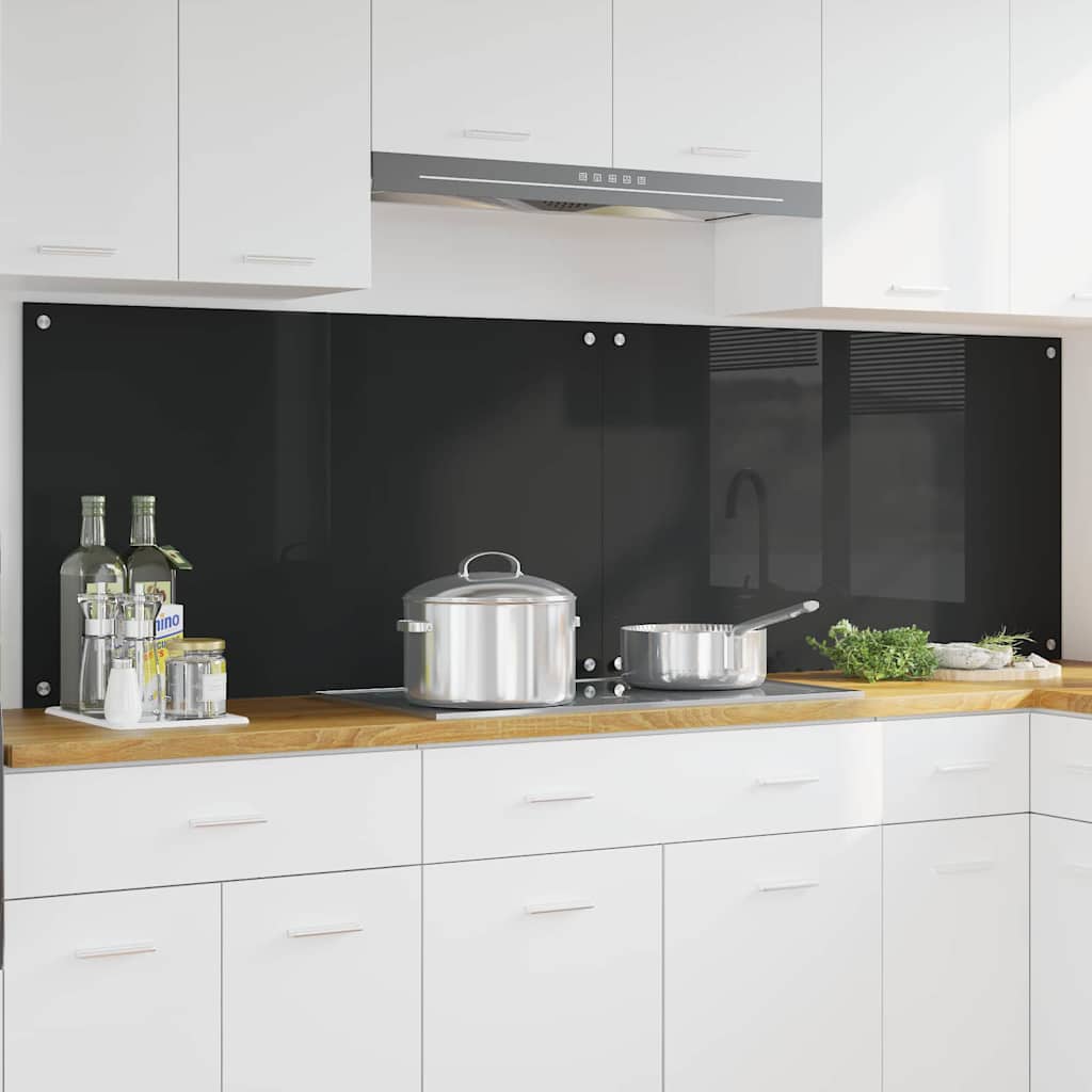 VidaXL pared trasera de cocina 2 piezas negro 100 x 60 cm vidrio templado