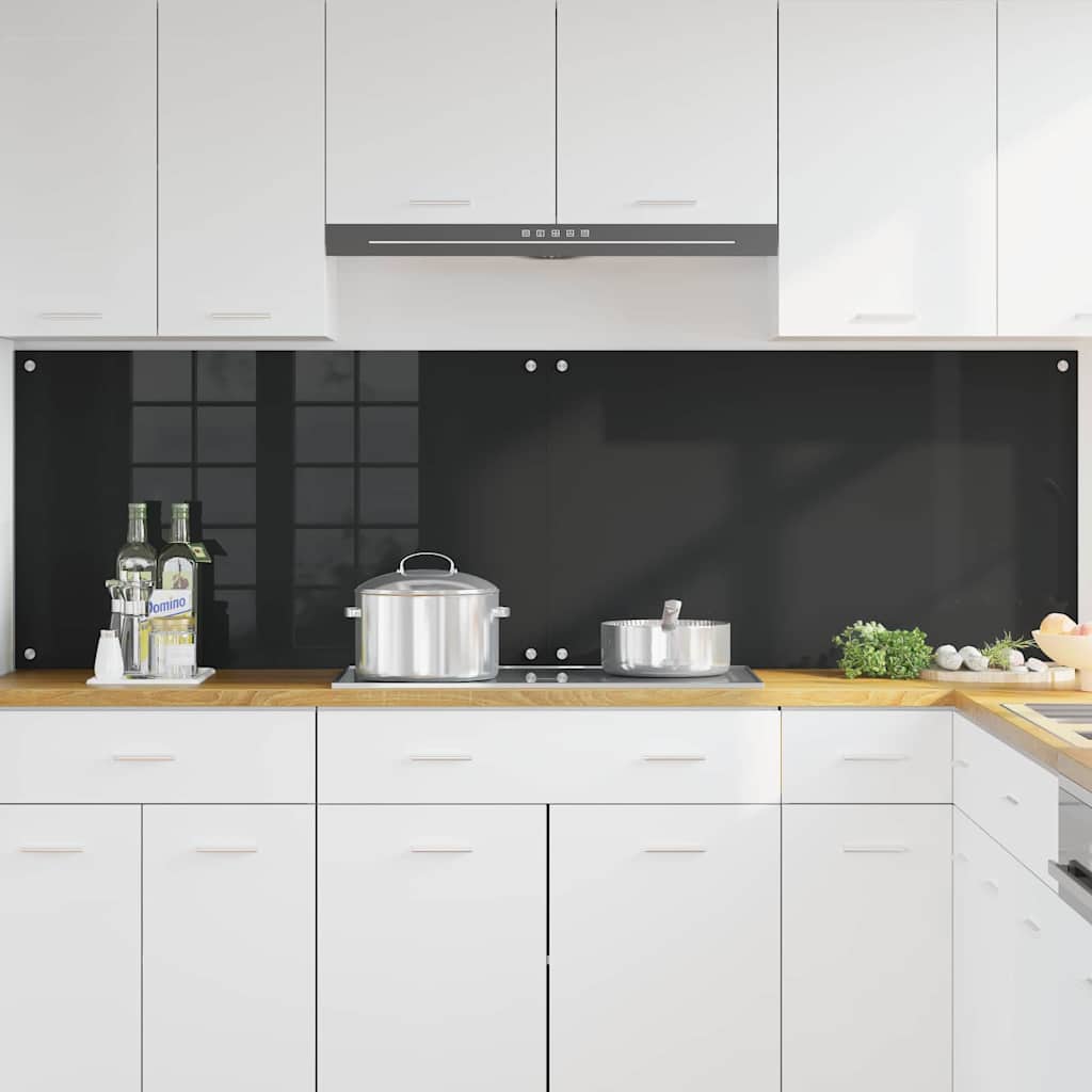 VidaXL pared trasera de cocina 2 piezas negro 100 x 60 cm vidrio templado