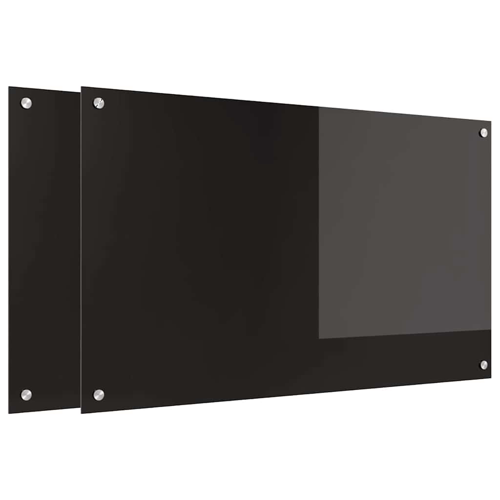 VidaXL pared trasera de cocina 2 piezas negro 100 x 60 cm vidrio templado