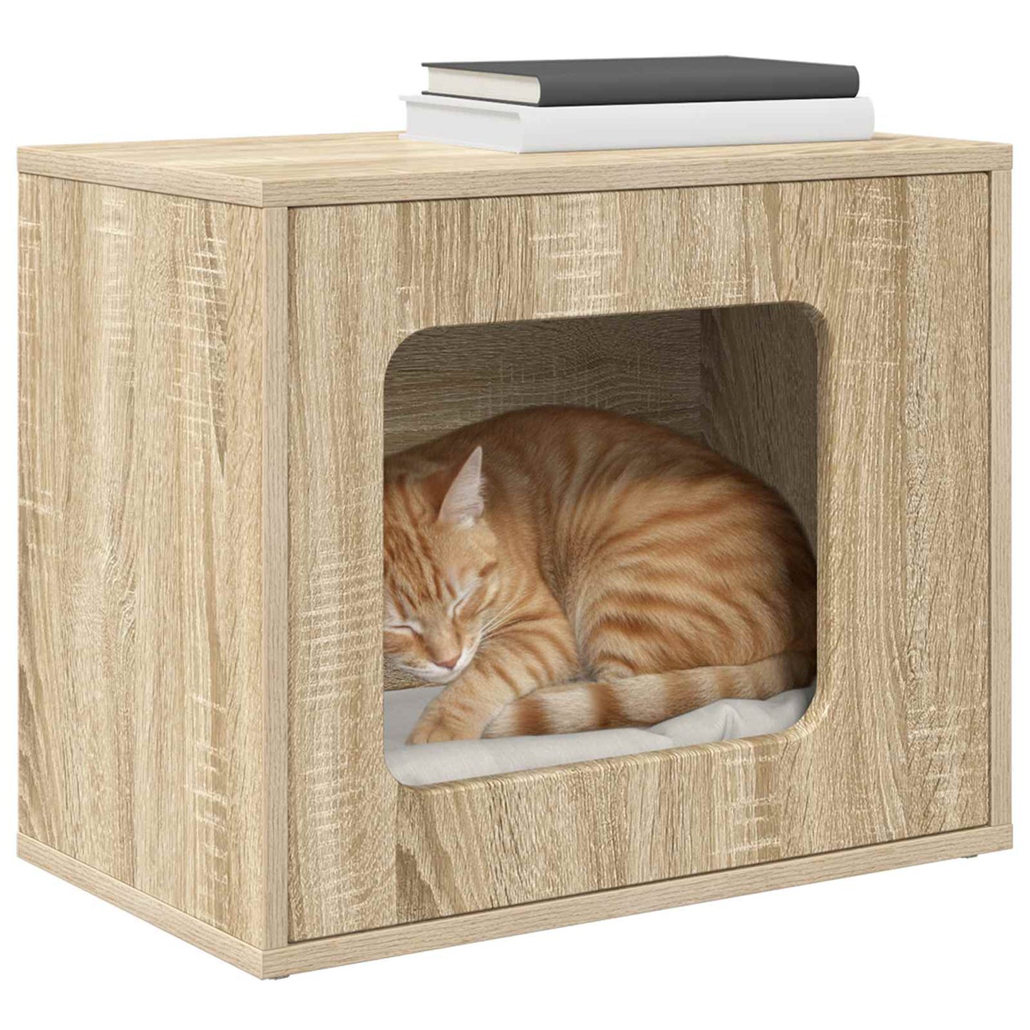 Casa para gatos vidaxl sonoma 51 x 30 x 42,5 cm madera artesanal