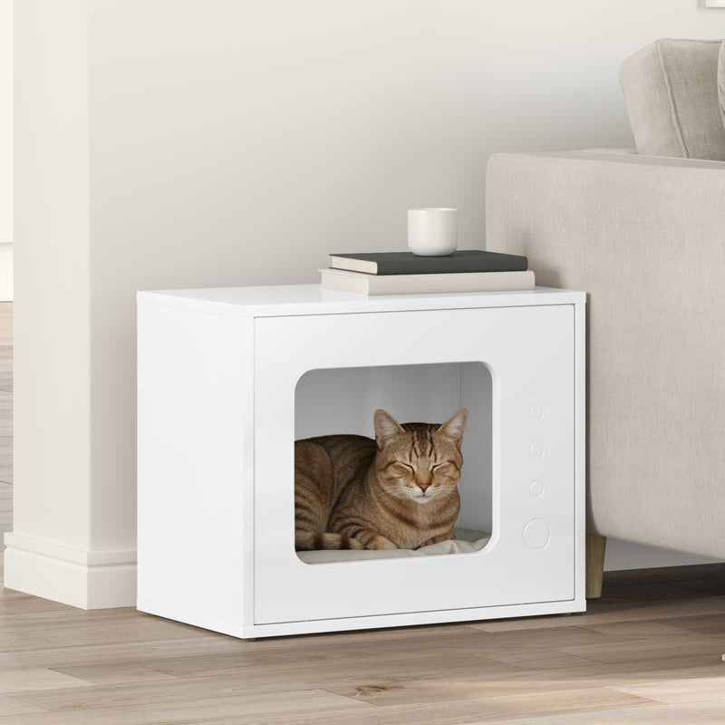 Vidaxl kattenhuis glanzend wit 51 x 30 x 42,5 cm bewerkt hout
