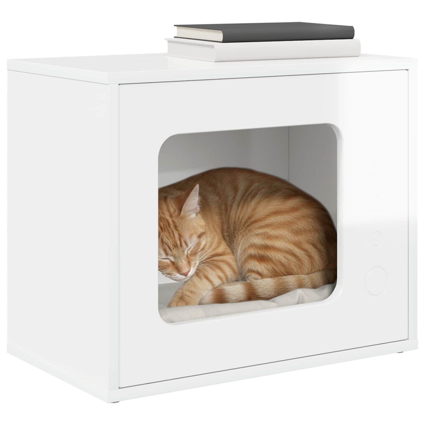 Casa para gatos vidaxxl blanco brillo 51 x 30 x 42,5 cm acabado madera