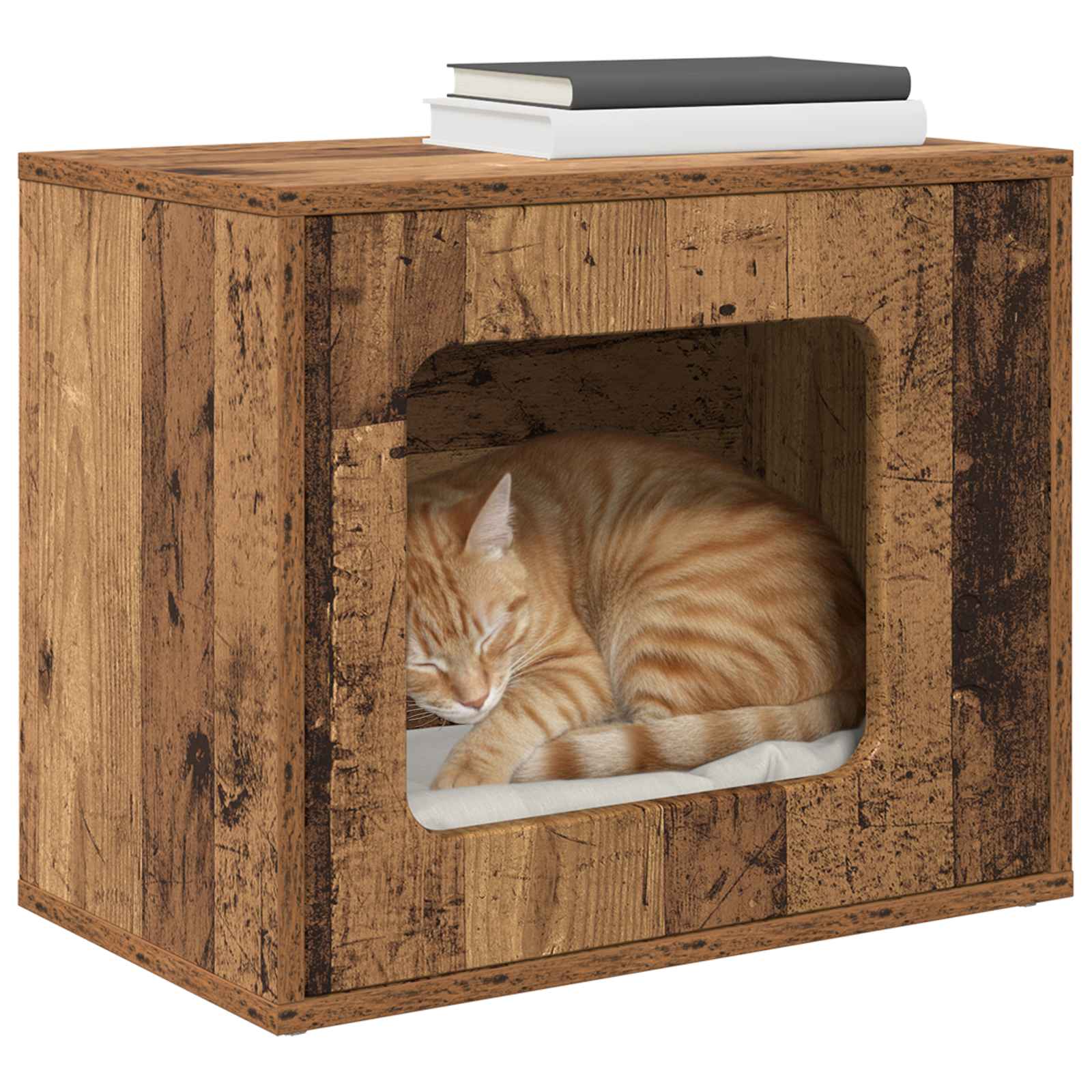 Casa para gatos vidaxxl madera vieja 51 x 30 x 42,5 cm madera procesada