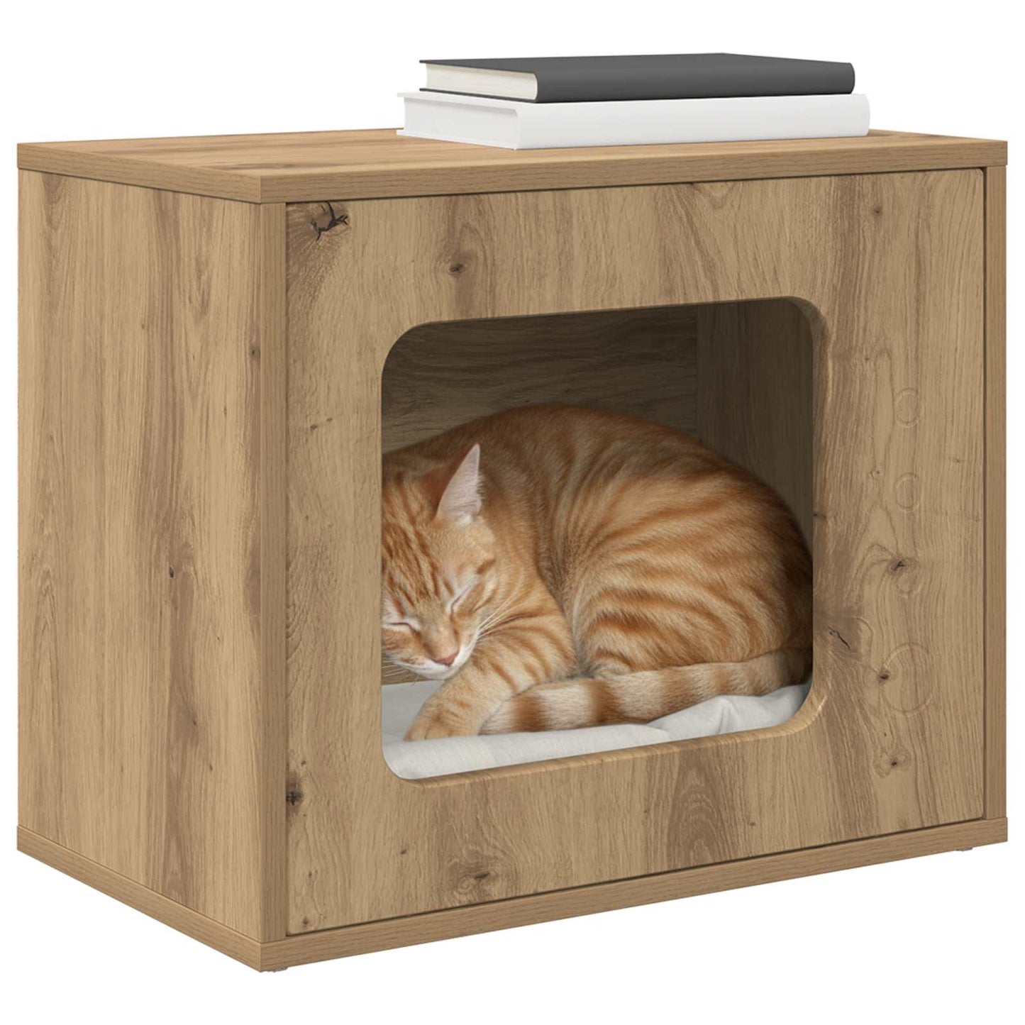 Casa para gatos vidaxxl roble artesanal 51 x 30 x 42,5 cm madera contrachapada