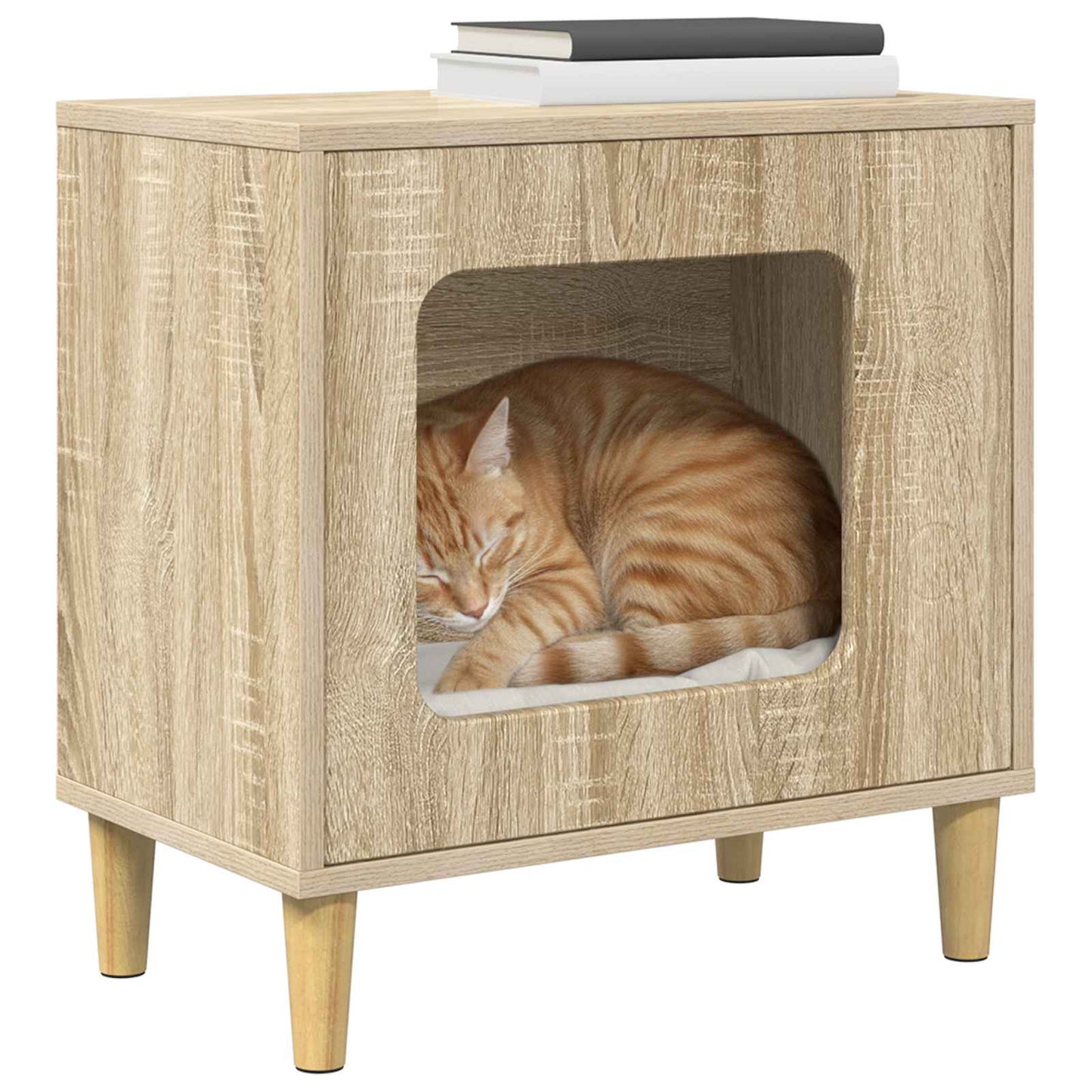 Vidaxl casa para gatos sonoma 51 x 30 x 52 cm madera artesanal