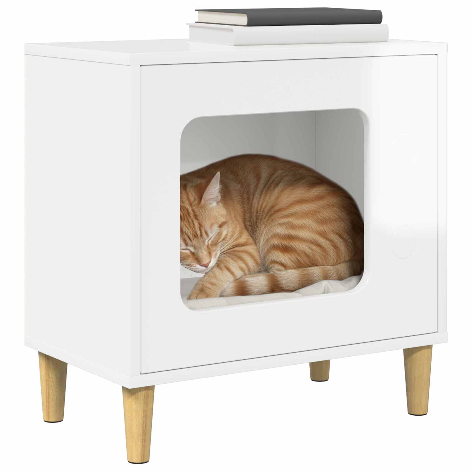 Vidaxl kattenhuis glanzend wit 51 x 30 x 52 cm bewerkt hout