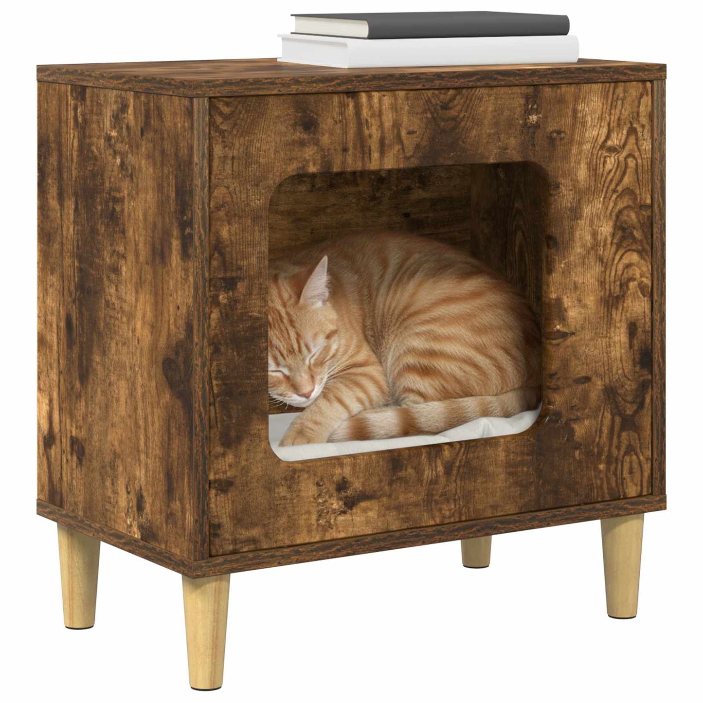 Casa para gatos Vidaxxl roble ahumado 51 x 30 x 52 cm madera procesada