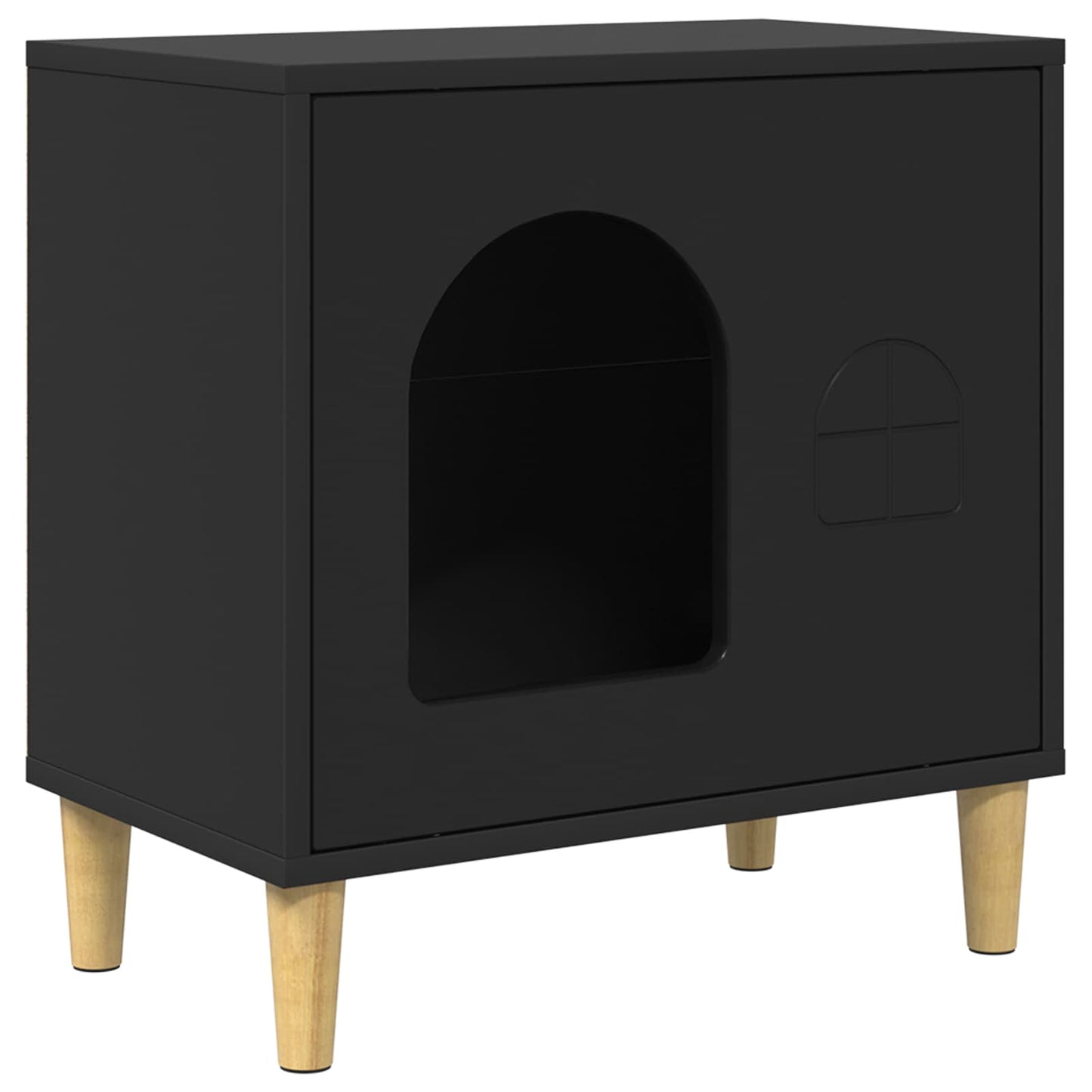 Casa para gatos vidaxxl negra 51 x 30 x 52 cm de madera artesanal