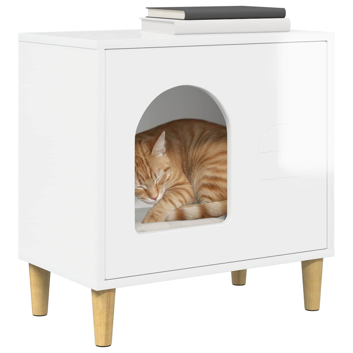 Casa para gatos vidaxxl blanco brillo 51 x 30 x 52 cm acabado madera
