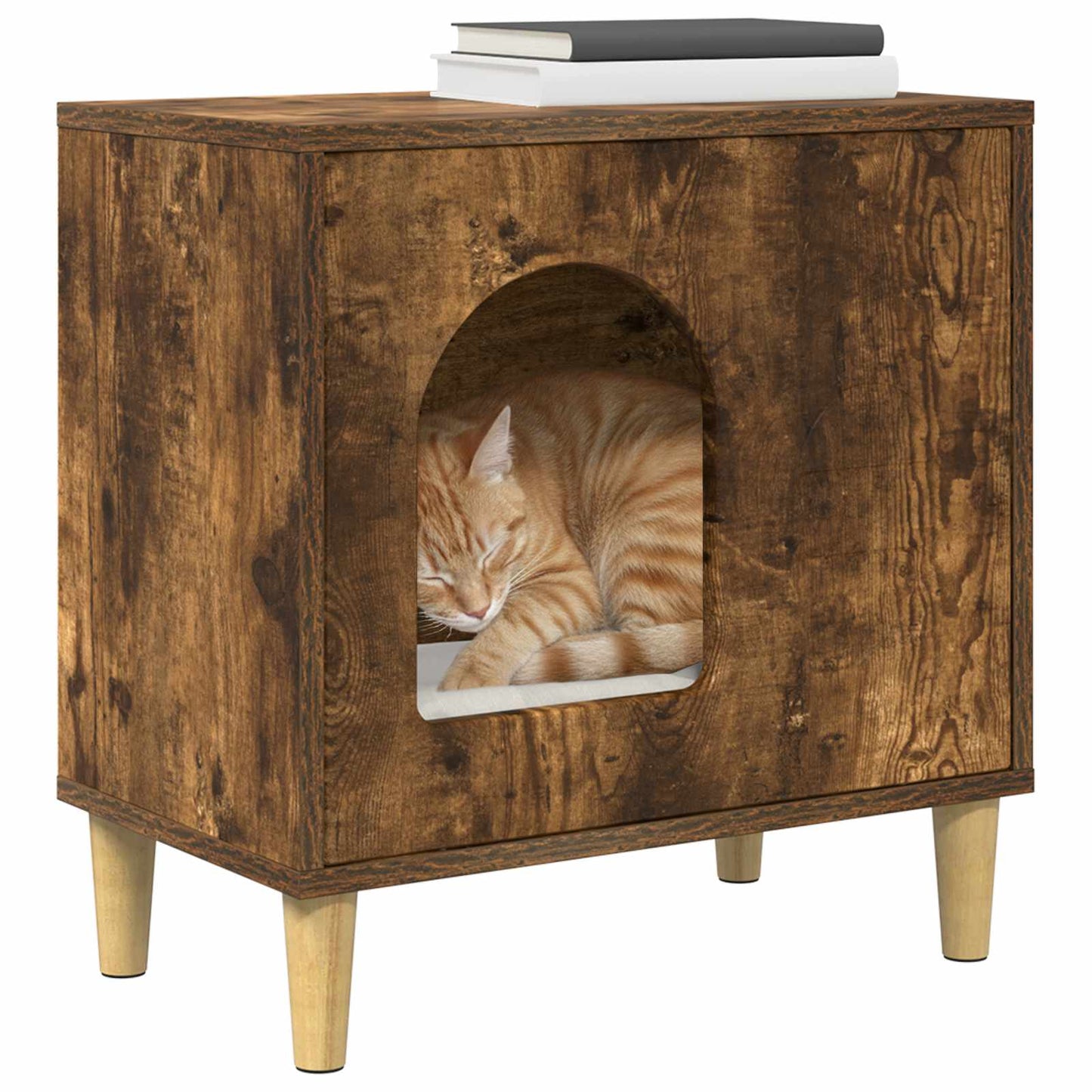 Casa para gatos Vidaxxl roble ahumado 51 x 30 x 52 cm madera procesada