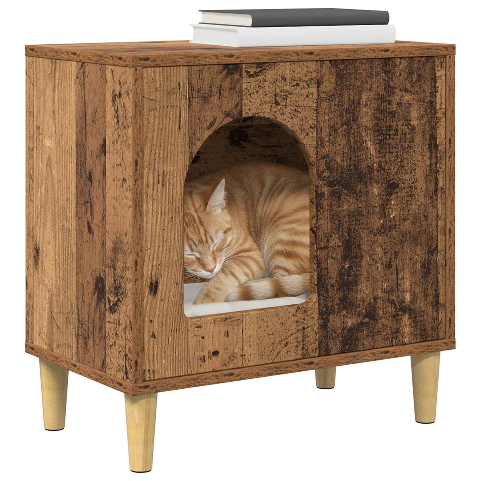 Casa para gatos vidaxxl madera vieja 51 x 30 x 52 cm madera procesada