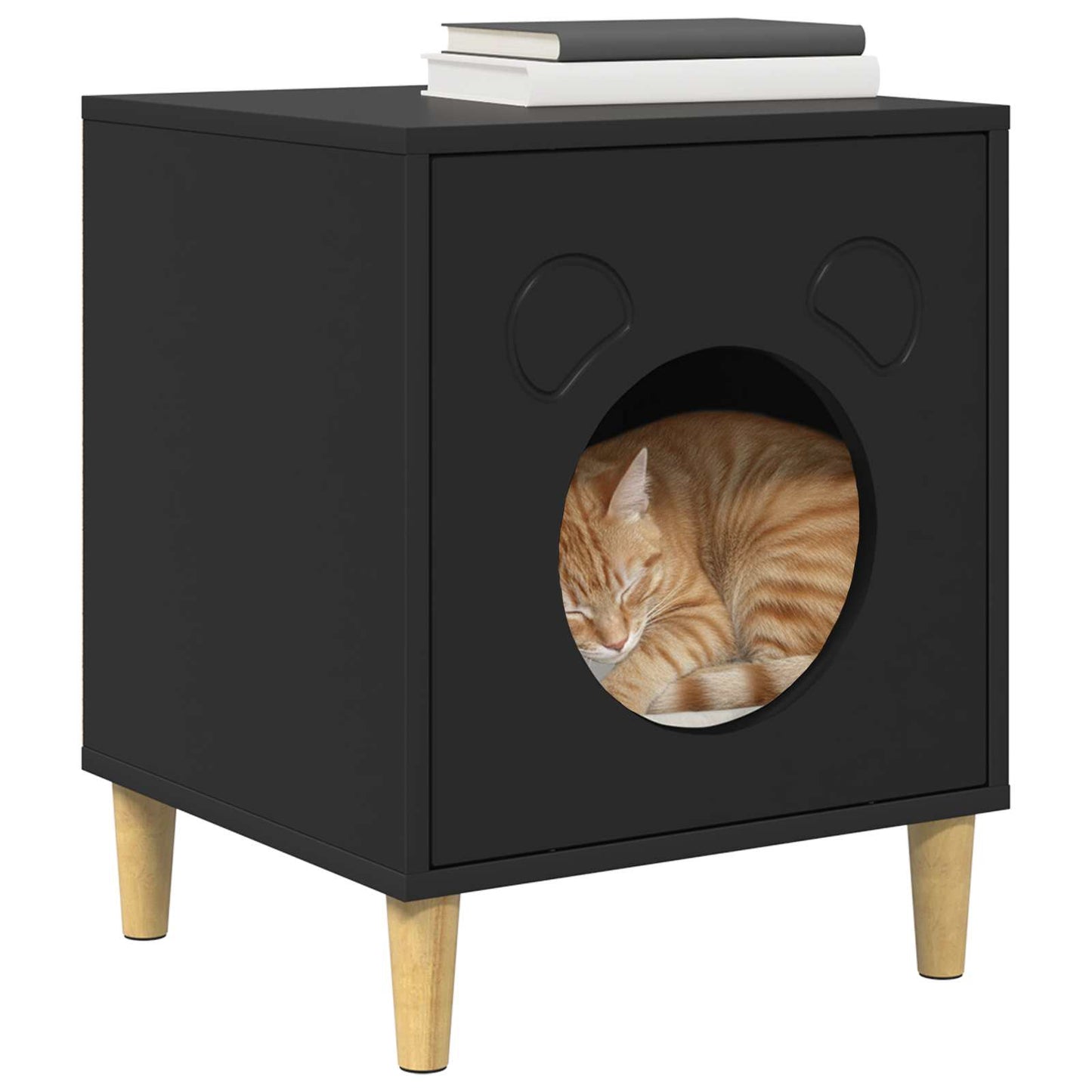 Casa para gatos vidaxxl negra 42,5 x 40 x 53 cm de madera artesanal