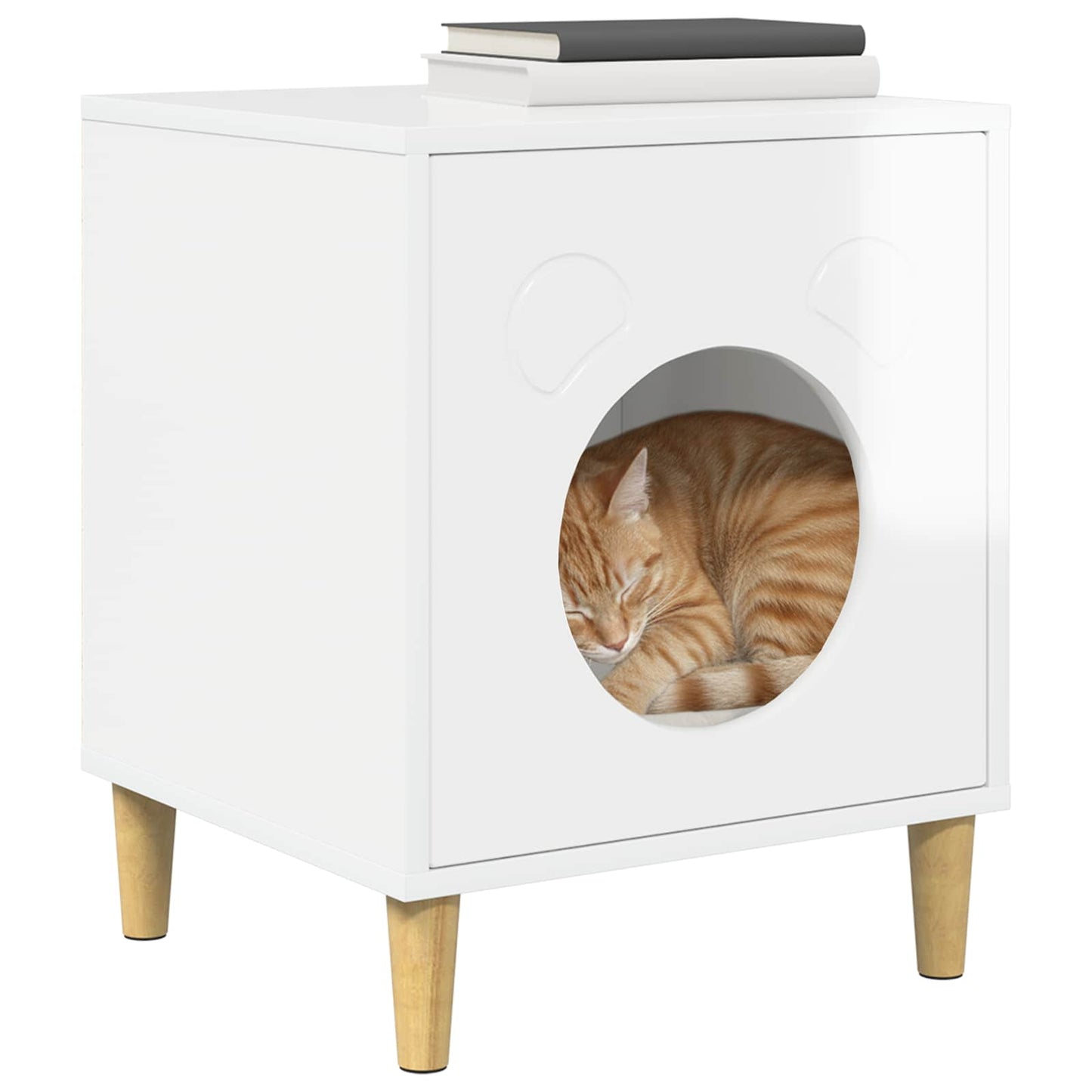 Casa para gatos vidaxxl blanco brillo 42,5 x 40 x 53 cm acabado madera