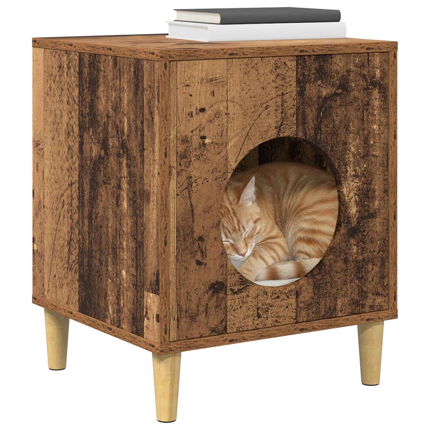Casa para gatos vidaxxl madera vieja 42,5 x 40 x 53 cm madera procesada