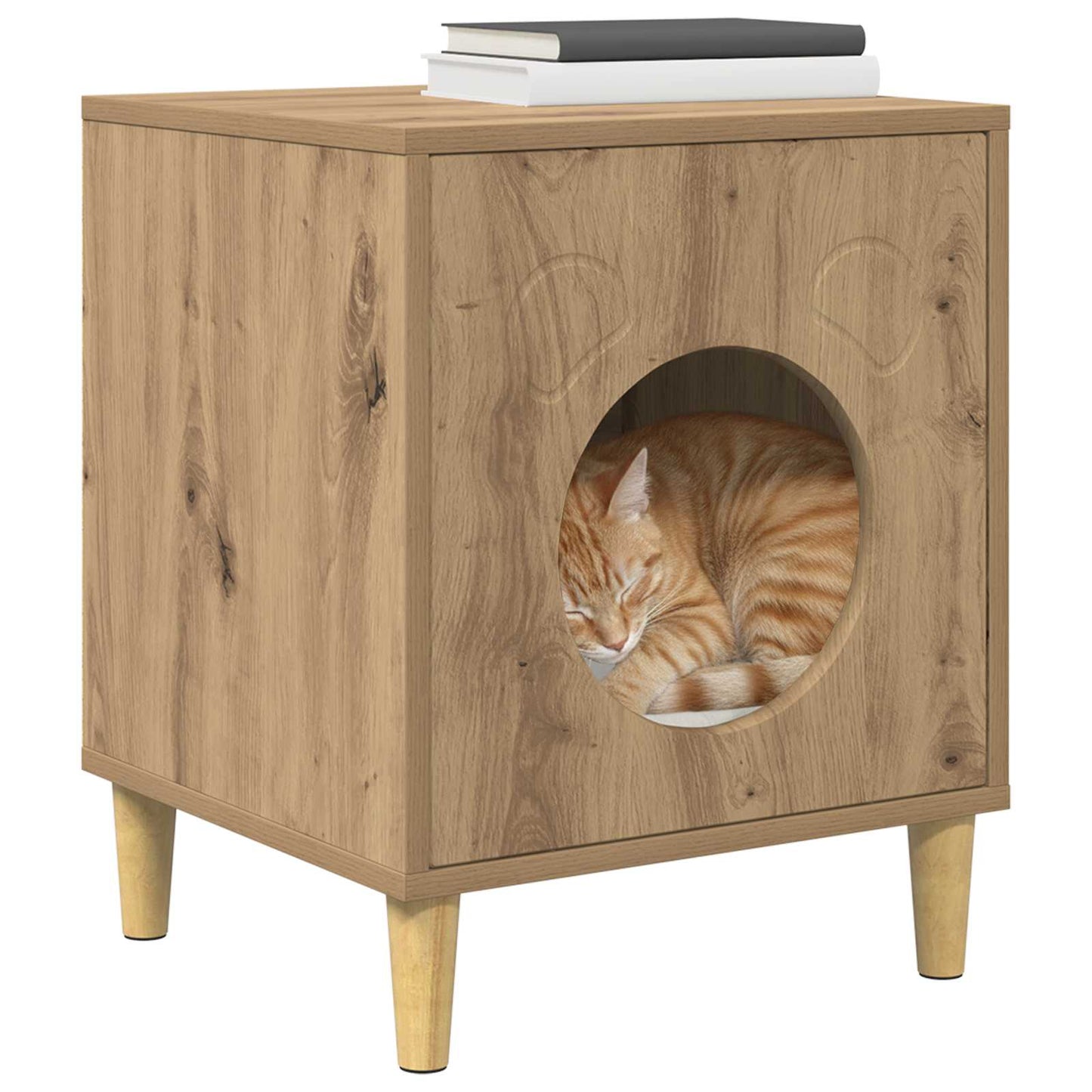 Casa para gatos vidaxxl roble artesanal 42,5 x 40 x 53 cm madera contrachapada