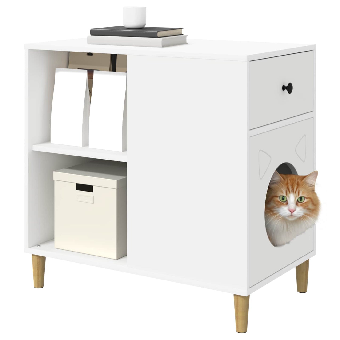 Casa para gatos vidaxx blanca 72 x 42,5 x 70 cm madera contrachapada