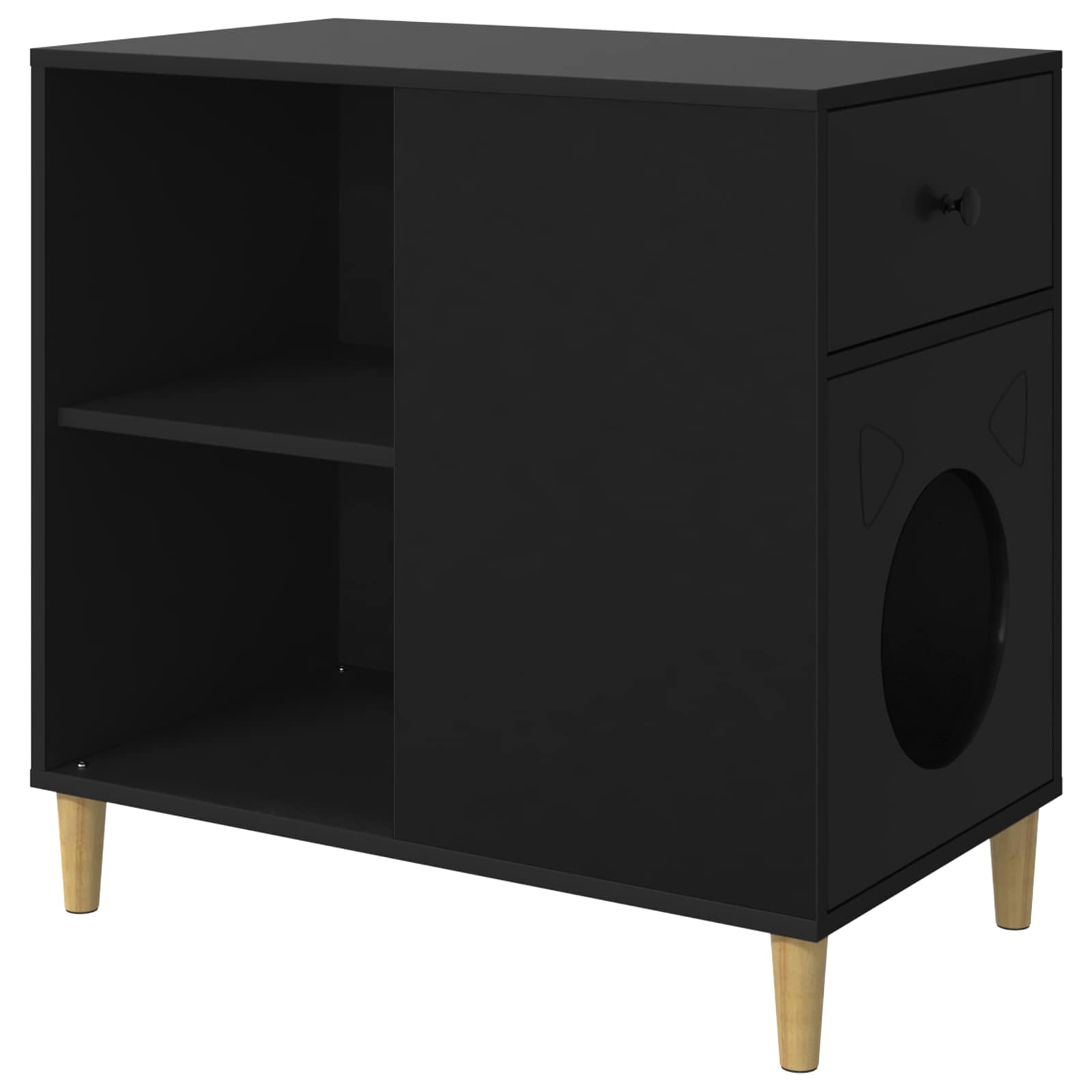 Cuccia per gatti Vidaxx nera 72 x 42,5 x 70 cm in legno artigianale