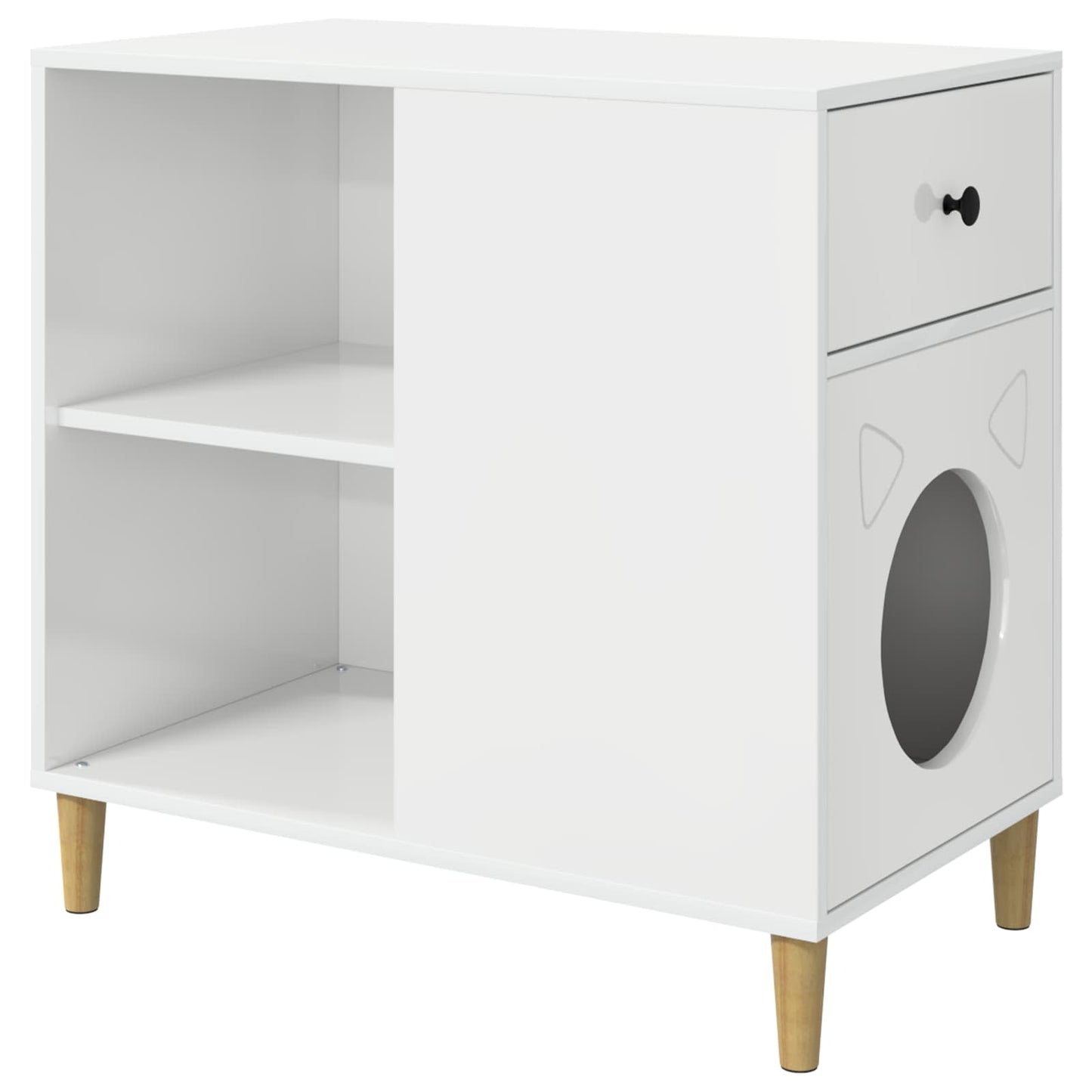 Casa para gatos vidaxxl blanco brillo 72 x 42,5 x 70 cm acabado madera
