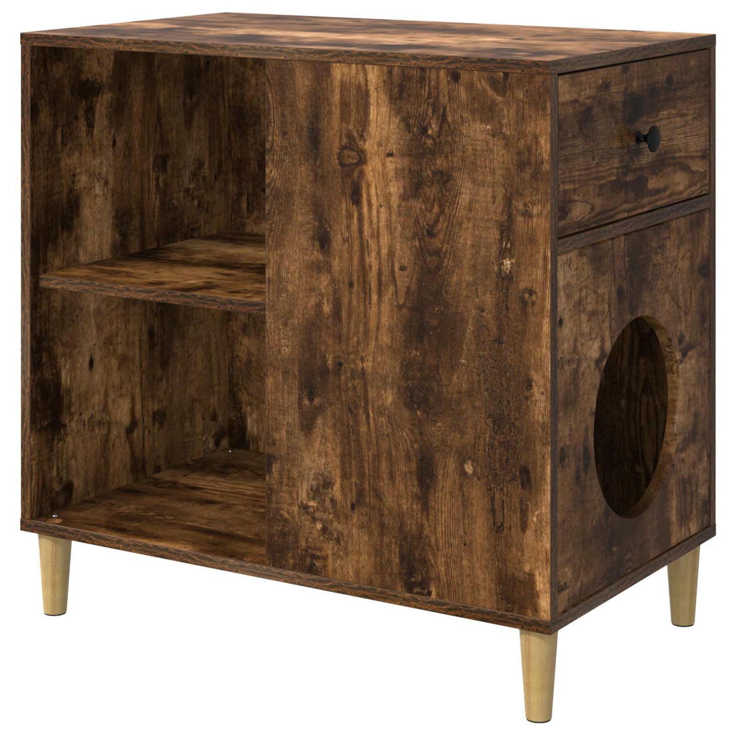 Casa para gatos Vidaxxl roble ahumado 72 x 42,5 x 70 cm madera procesada