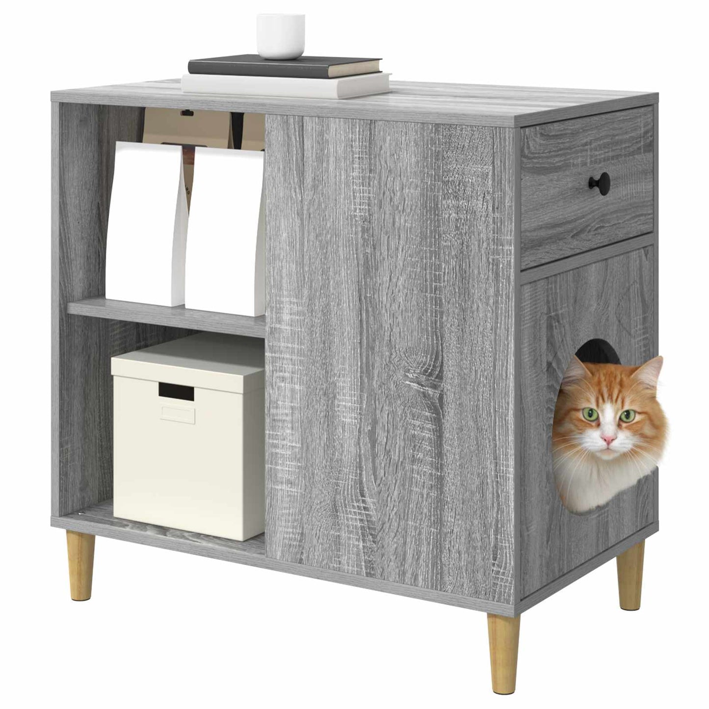 Casa para gatos vidaxl gris sonoma 72 x 42,5 x 70 cm madera artesanal