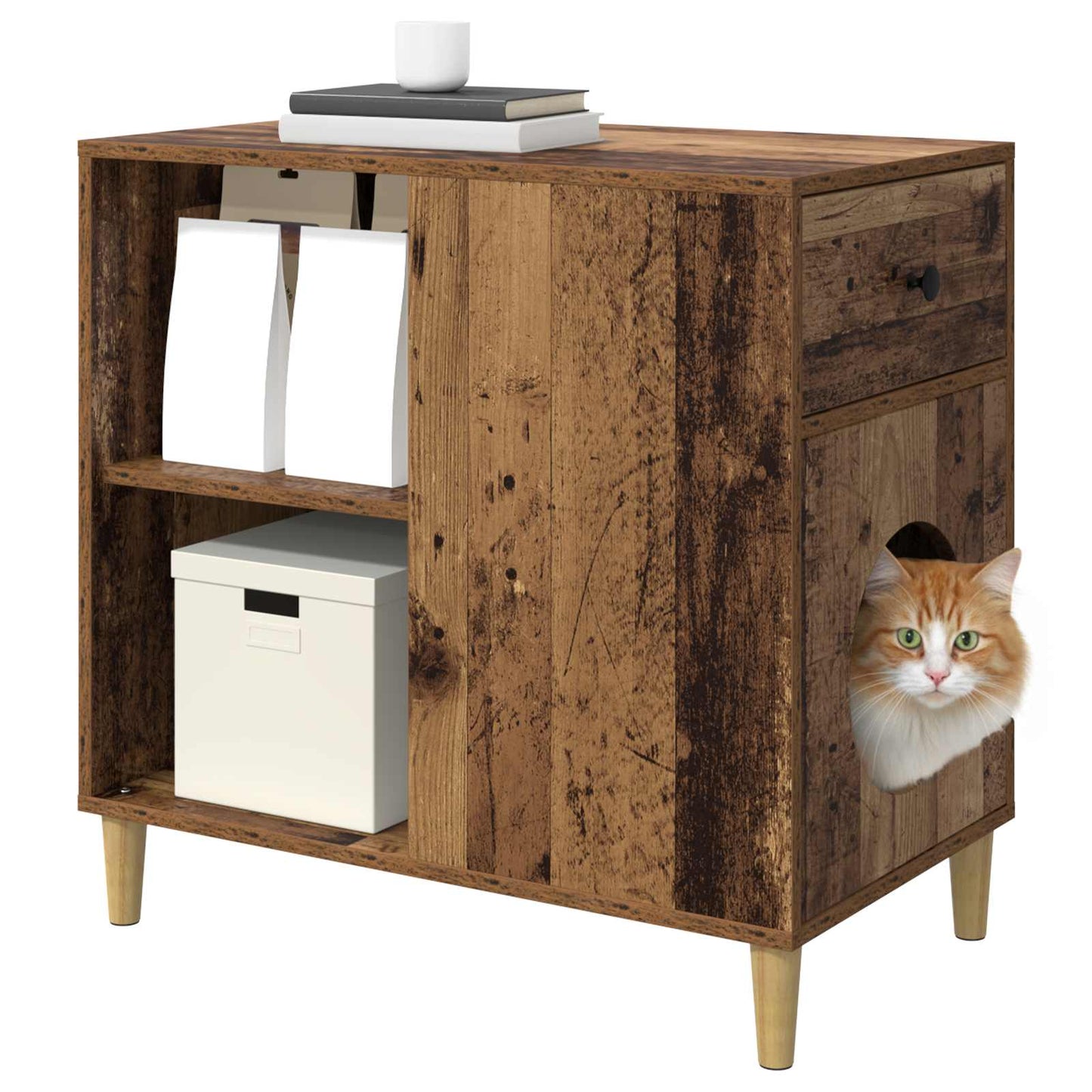 Vidaxxl casa para gatos madera vieja 72 x 42,5 x 70 cm madera procesada
