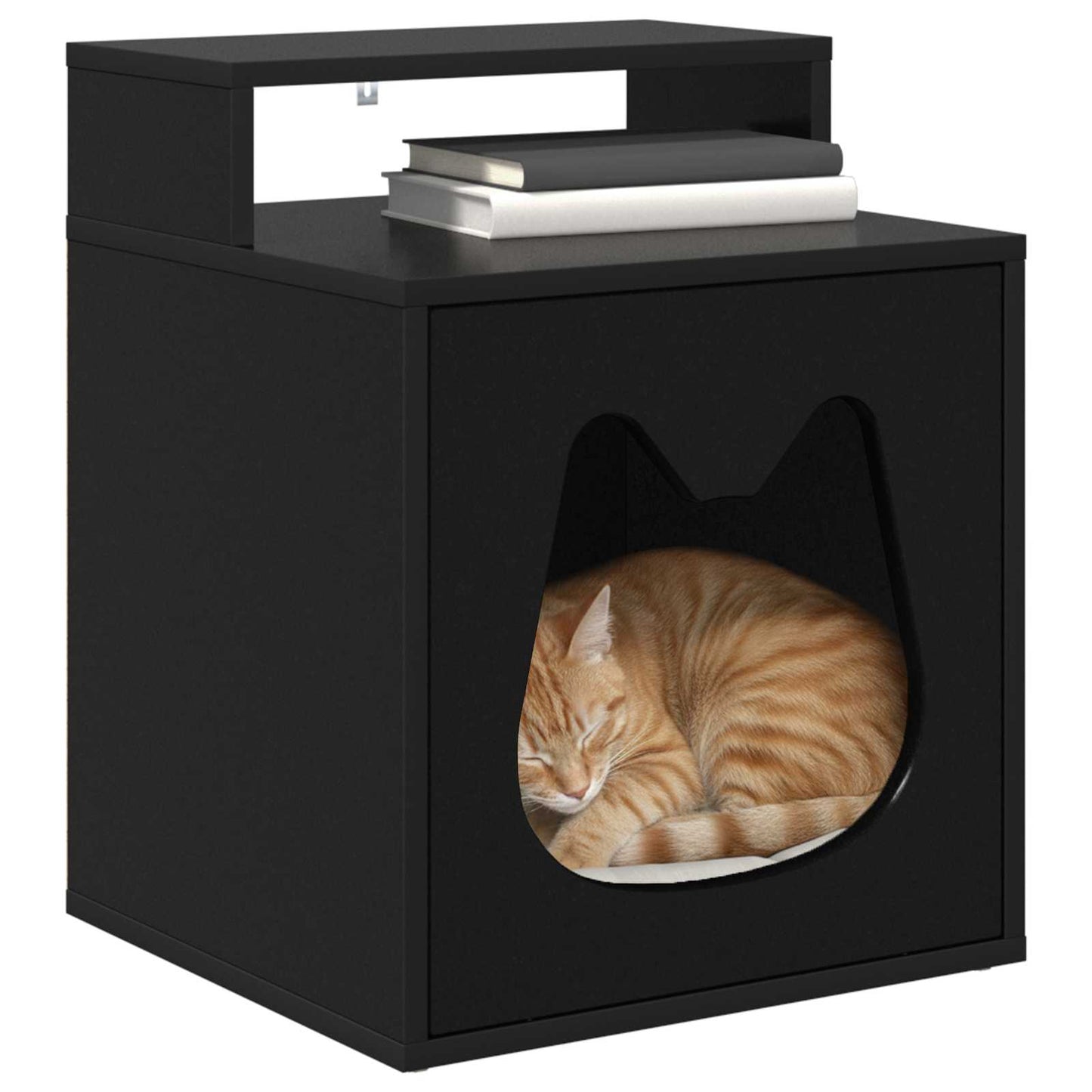Casa para gatos vidaxxl negra 42,5 x 40 x 53,5 cm madera artesanal